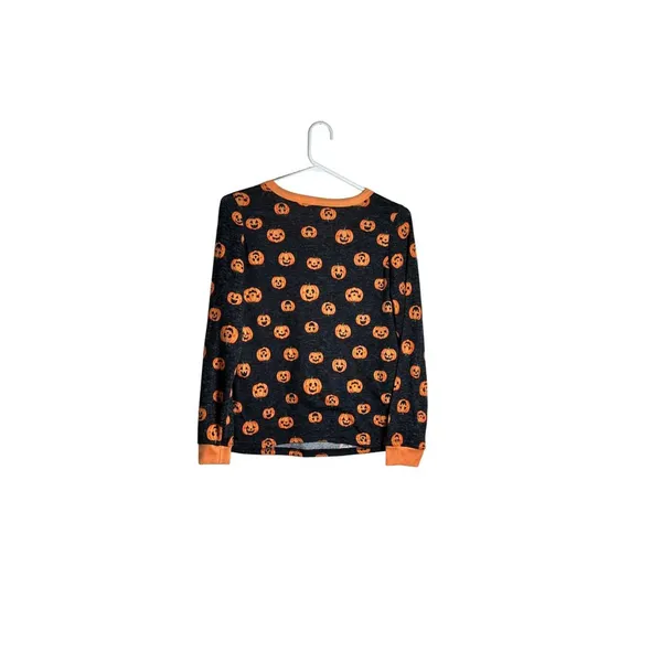 Halloween Themed Pumpkin Print Long Sleeve Pajama Top Medium - Image 2
