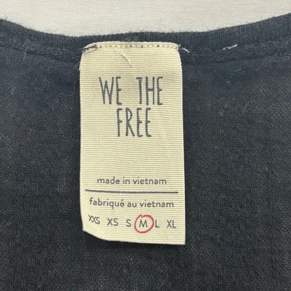 We The Free Free People Black Linen Blend Henley Babydoll Top Long Sleeve Medium - Image 5