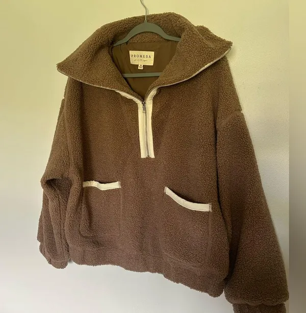 Promesa Brown Teddy Jacket Plush Cozy Outerwear - Image 5