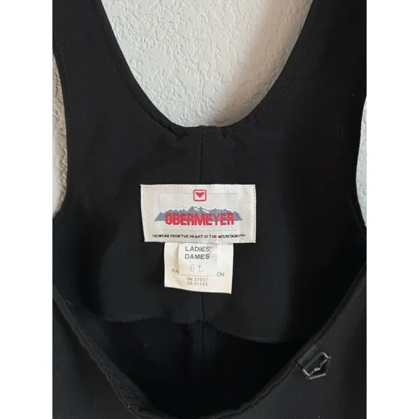 Vintage Obermeyer Skiwear Overalls Women's 6L Black Bibs Stirrups Wool‎ Blend - Image 4