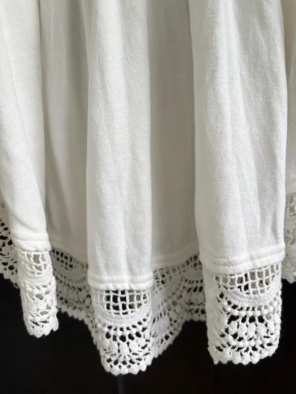 Like New Free People Prairie Days Embroidered Place Trim Top White Black Small - Image 5