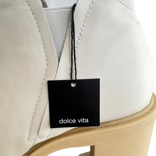 Dolce Vita Women’s Ankle Boots Lug Sole Block Heel‎ Chunky Faux Leather Cream 11 - Image 10