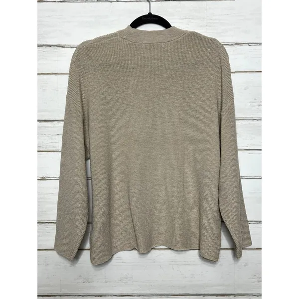 Zenana Beige Knit Lounge Matching Set Size Small Sweater Shorts Neutral Tan - Image 3