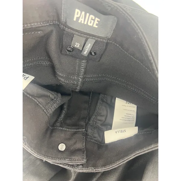 PAIGE Stella Black Coated Cargo Straight Leg Pants Size‎ 23 - Image 9