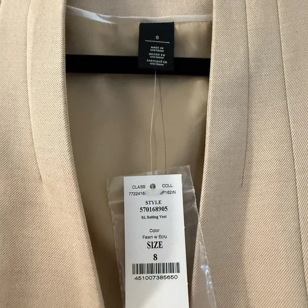 White House Black Market Tailored Sleeveless Vest in Light Beige NWT - Image 2
