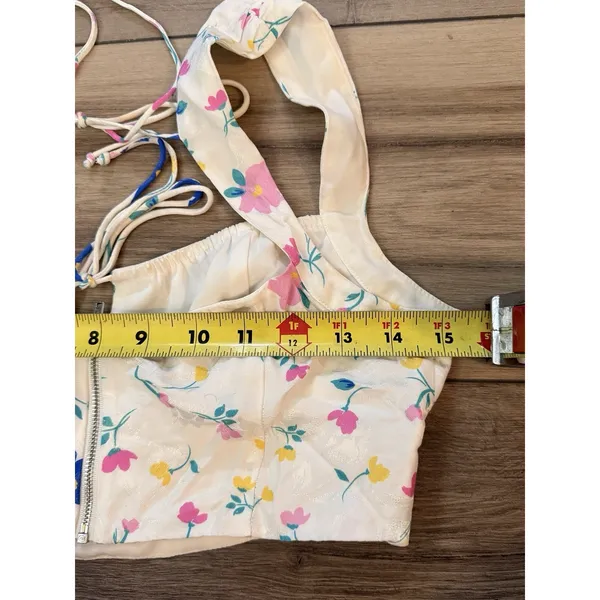 For Love And Lemons Farah Floral Bustier Crop Top White‎ Coquette Small - Image 5