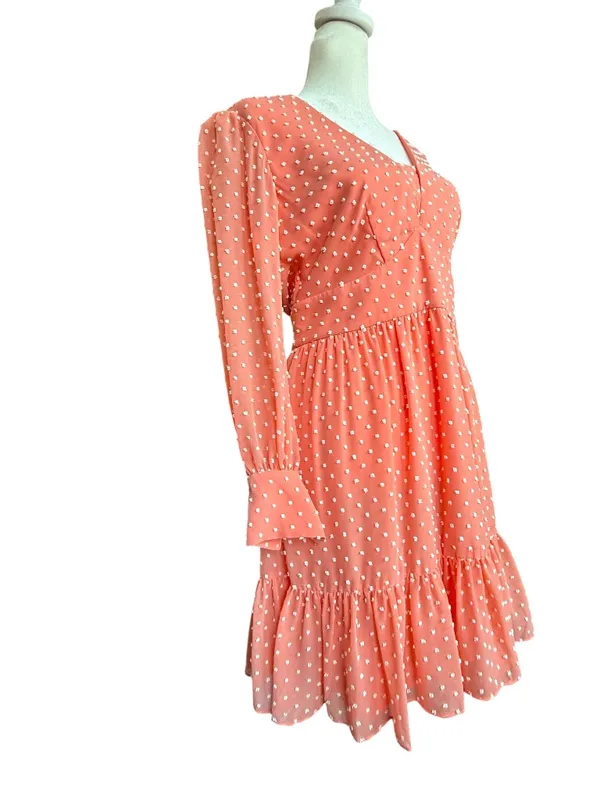 Saloni Marissa Coral Swiss‎ Dot Mini Dress Sz 6 - Image 5