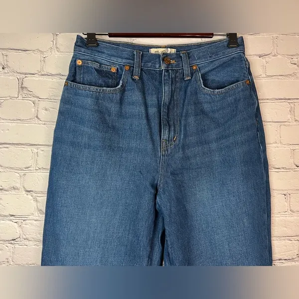 Madewell‎ Women's Baggy Straight High Rise Jeans Dark Worn Indigo Wash Size 28 - Image 4