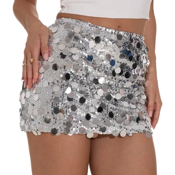 NWT Women’s Silver Sequin Bodycon Mini‎ Skirt - XS - Image 4