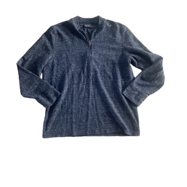 Nautica Size Large Navy Blue 1/4 Zip Pullover Shirt. - Image 2