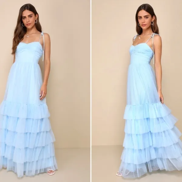 LULU's Prom Wedding Boho Romantic Tiered Ruffles Maxi Dress NWOT - Image 2