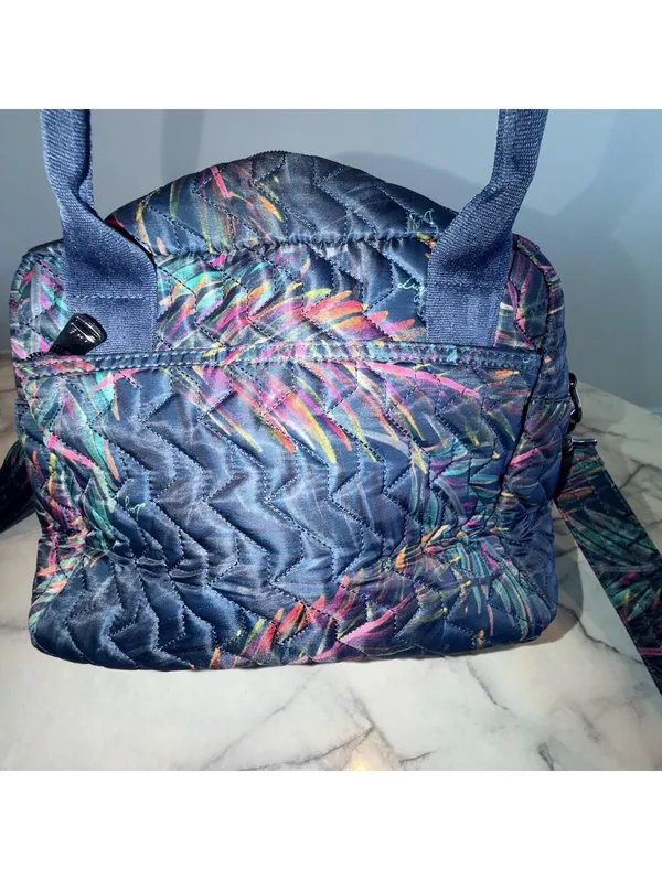 Lug Jive Tropical Multicolor Quilted Crossbody Bag Tote Handbag 10x10 Blue Green - Image 3