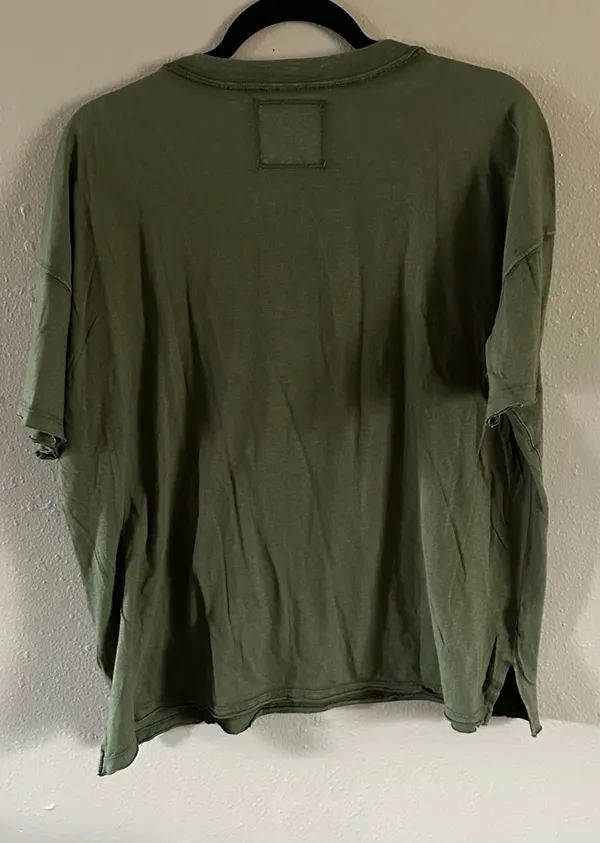 Aerie Graphic Print Green Relaxed Fit Crew Neck Short Sleeve T-Shirt Size S - Image 3