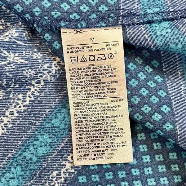 Gap Women’s Floral Blue Boho Peasant Blouse Size Medium - Image 9