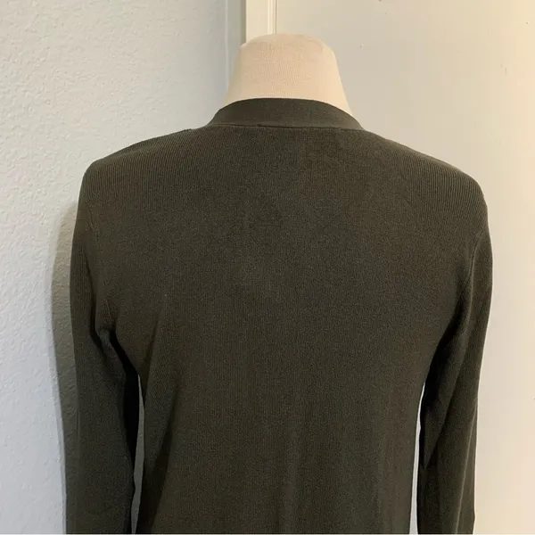 LOFT Women Green Ribbed V Neck Cardigan size M - Image 8