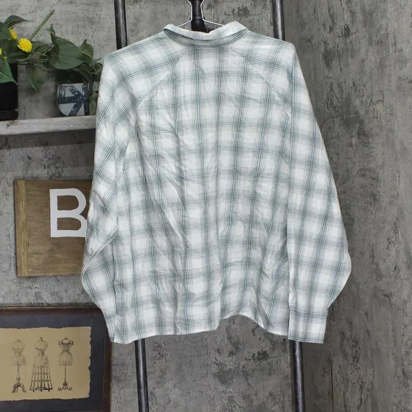 NWT Levis Harrison Cotton Long Bebe Plaid Button Up Shirt Dark Forest Green 1X - Image 3