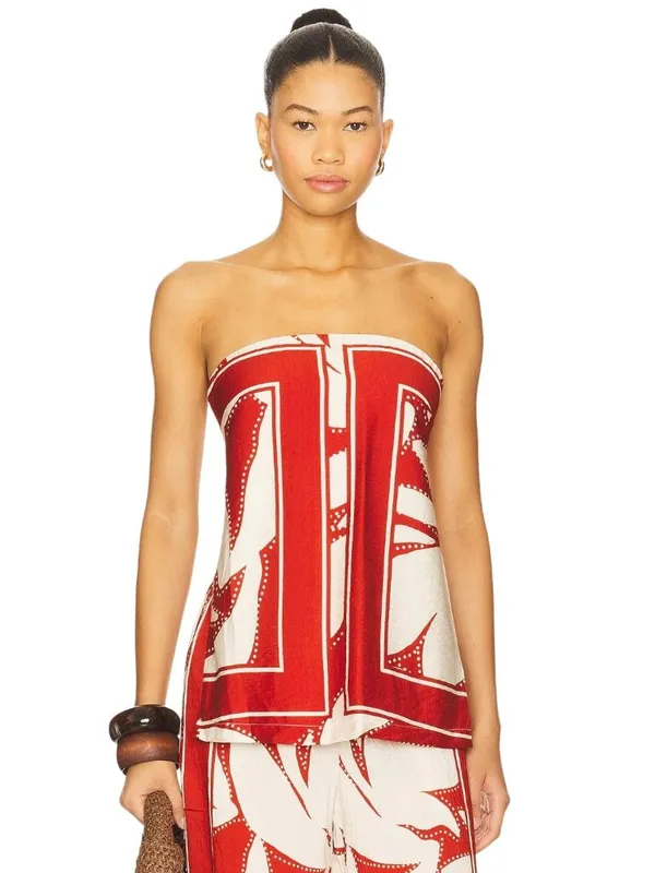 SEVEN WONDERS Arlette Strapless Top in Arlette Red Smal New Womens Tank Tunic - Image 3