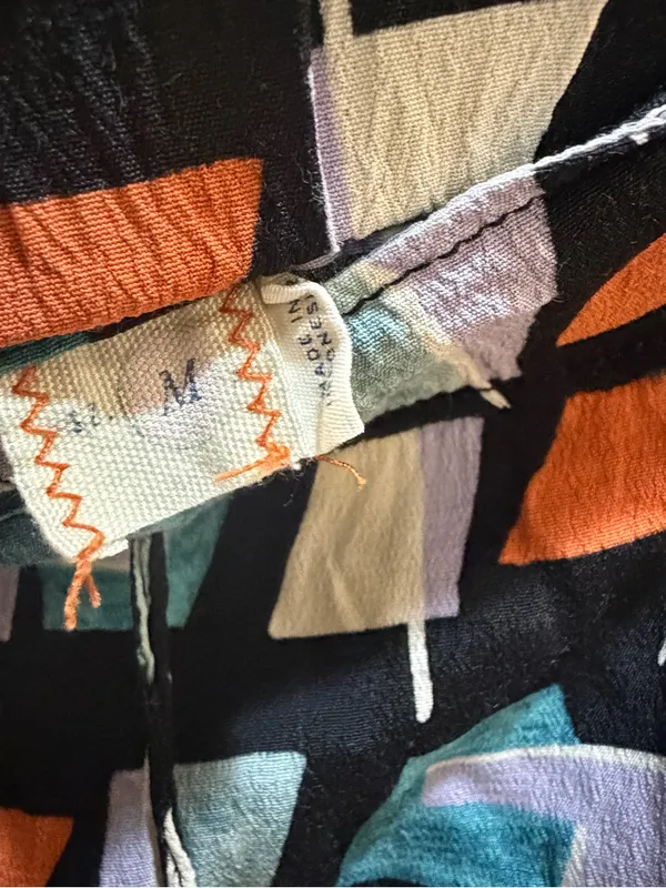 Anthropologie Hei Hei Ginza Geometric Print Pull On Crop Pants Black Blue Size M - Image 5