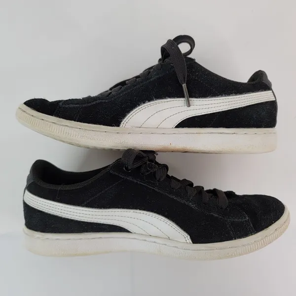 Puma Vikky Womens Size 7‎ Black Low Top Sneakers Suede Shoes 362624-02 - Image 8
