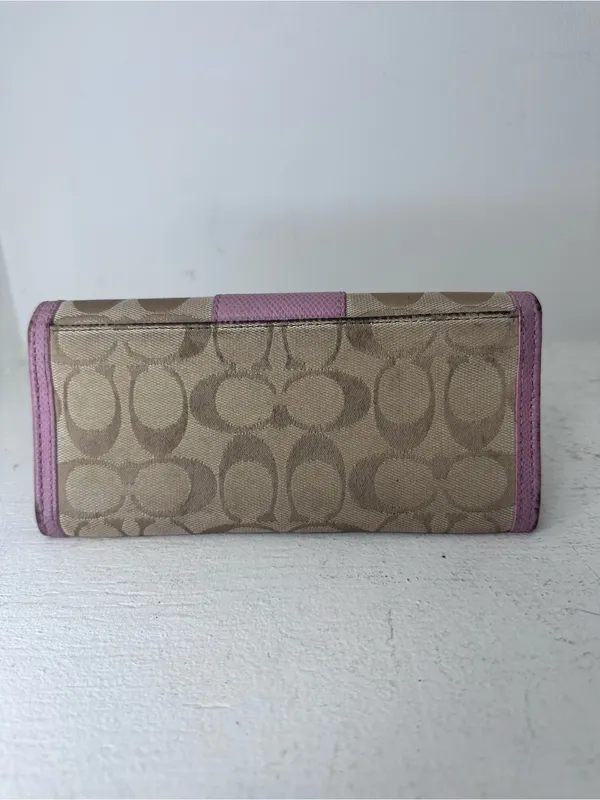 Coach Vintage Continental Wallet in Pink and Tan Signature Canvas - Image 2