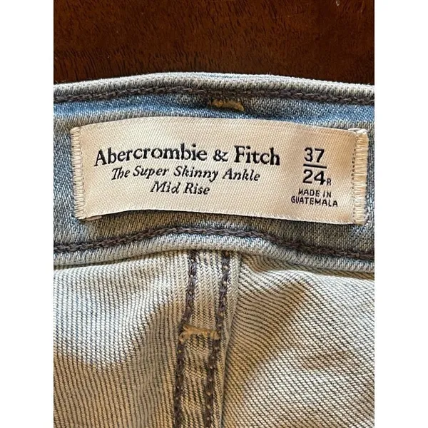 Abercrombie & Fitch Blue Light Wash Super Skinny Ankle Jeans‎ Plus Size 37 - Image 8