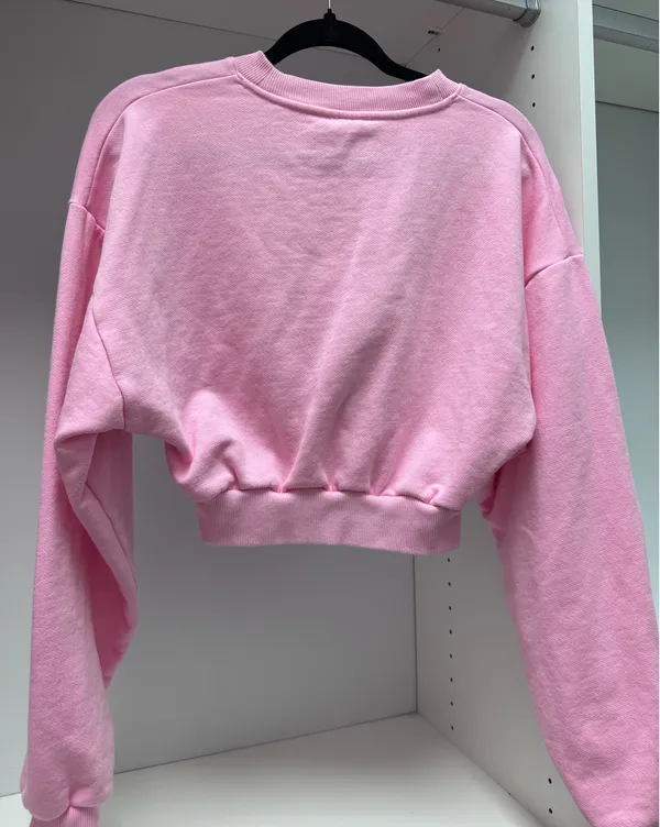 Alo Cropped Yoga Crewneck Accolade Sweet Pink - Image 2