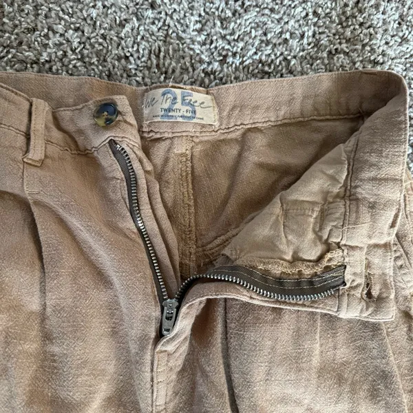 Free People Faded Love Sandstorm/Tan Linen Blend Trousers Women’s 25 - Image 9