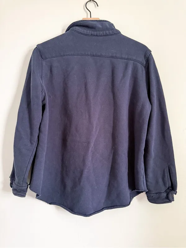 Mono B Navy Oversized Fleece Shacket Button Front Jacket Small (Oversized Fit) Blue - Image 5