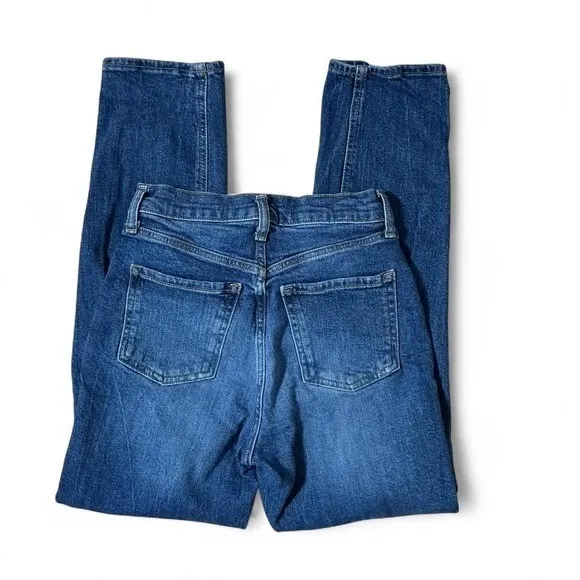 Old Navy Sky-Hi Straight Jeans Womens 0 Blue Distressed Ripped High Rise Denim - Image 2