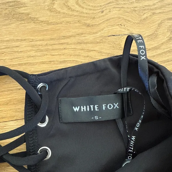 White Fox - Nightingale Strapless Lace Up Back Top in Black - Image 3