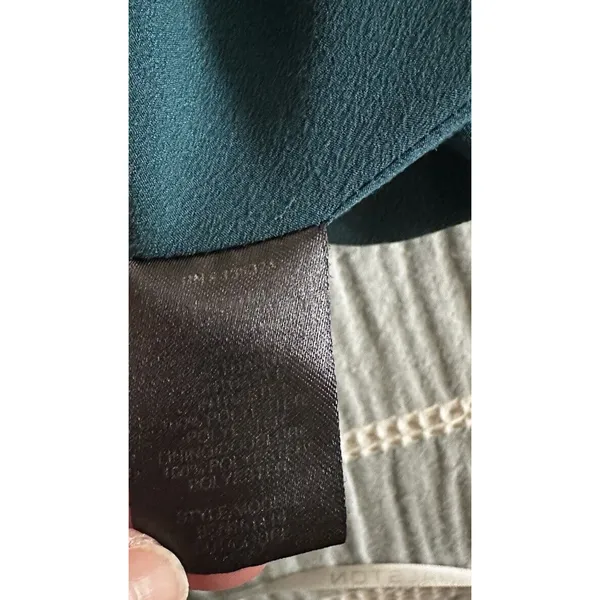 Halston Heritage Teal Green Halter Fit & Flare Dress Sz 6 Damage See Description - Image 5
