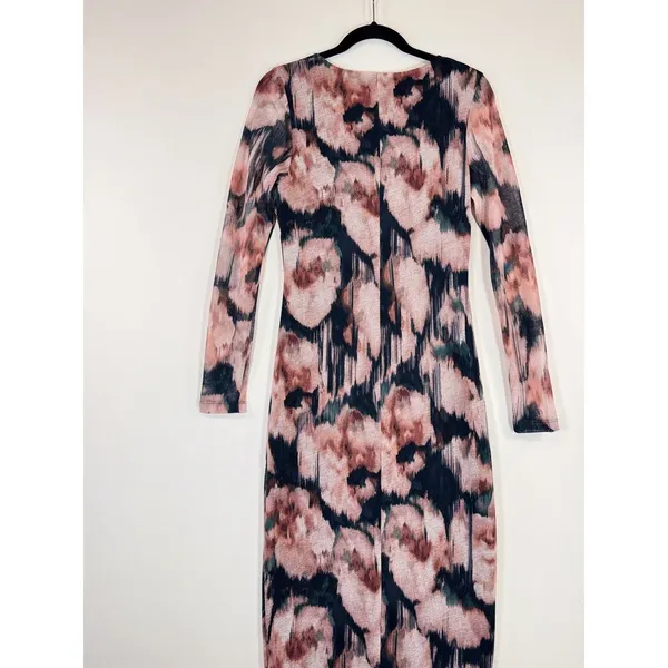 Abercrombie Fitch Dress Black Midi Bodycon Abstract Cutout Long Sleeve Medium - Image 7