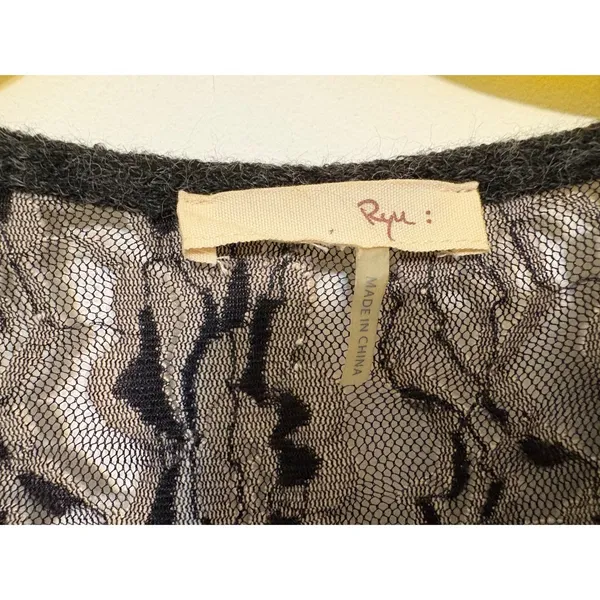 Ryu Dark Gray‎ Long Sleeve Embroidered Lace Mini Dress Medium Whimsygoth Witchy - Image 4
