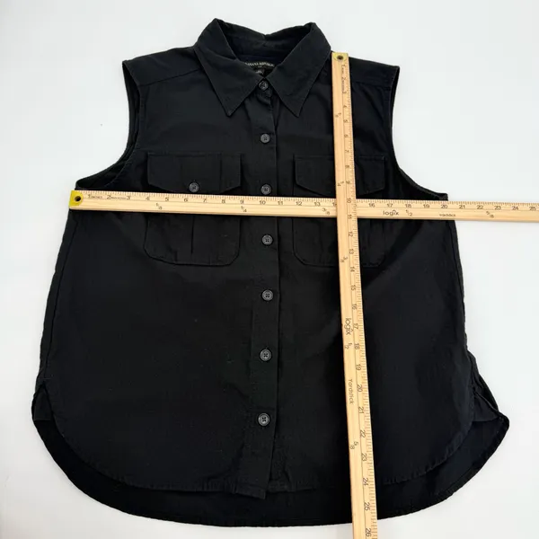 Banana Republic Outlet Blouse Womens M Black Double Pocket Sleeveless Relaxed - Image 8