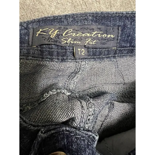 KY Creations Floral Size 30w Blue Jeans Women T2 30" Skinny Stretch‎ - Image 9