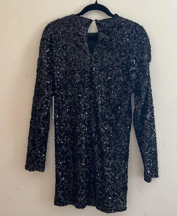 Red Dress Boutique | Black Long Sleeve Sequin Dress - Image 3