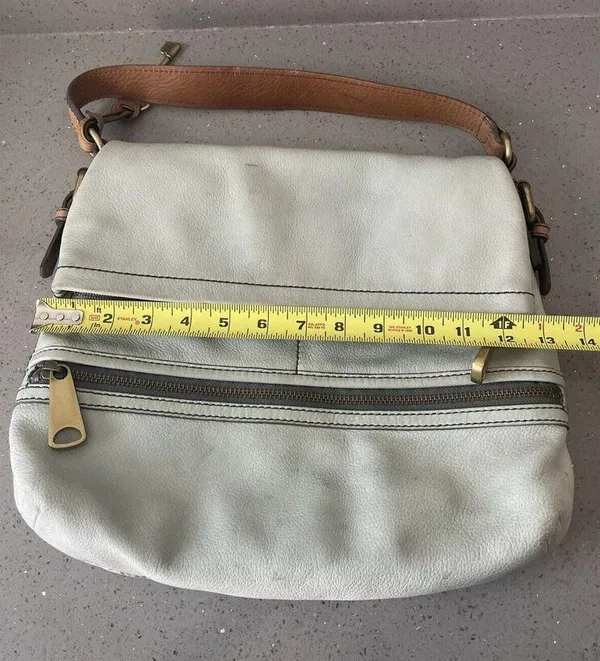 FOSSIL Explorer Flap Foldover Hobo Light blue Leather Slouch Shoulder Bag - Image 15