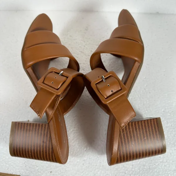 Marc Fisher Fathom Strappy Block Heel Sandal Women's 8.5 M Brown Buckle 3" Heel - Image 10