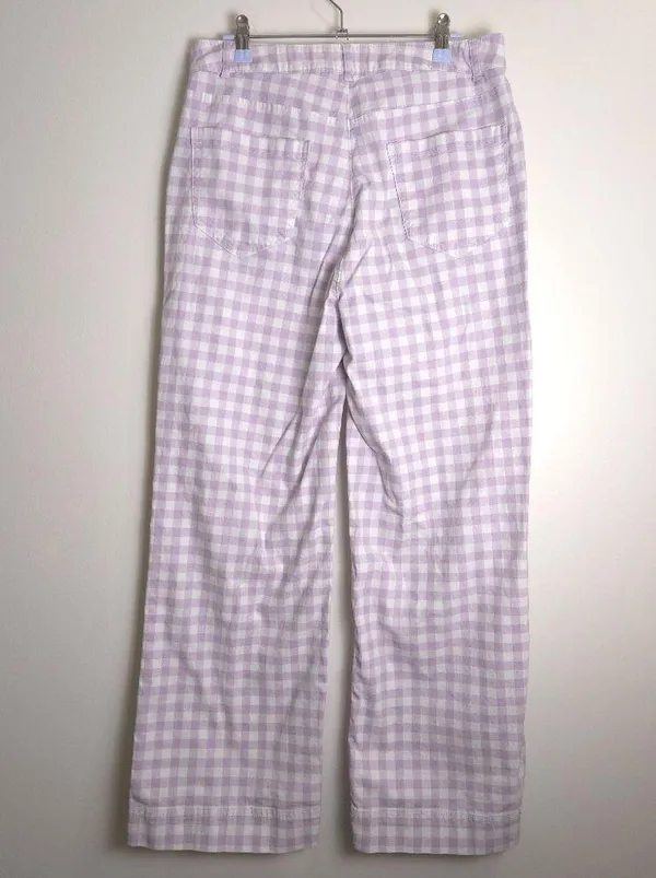 Retro Gingham High-Waisted Cropped Wide-Leg Chino Pants‎ 10 Tall - Image 7