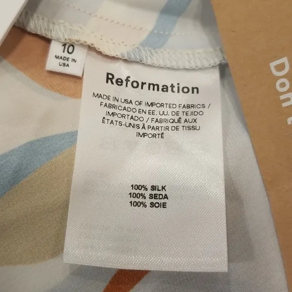 💕REFORMATION💕 Joanne Silk Dress ~ Hyperion Blue Print 10 NWT - Image 14