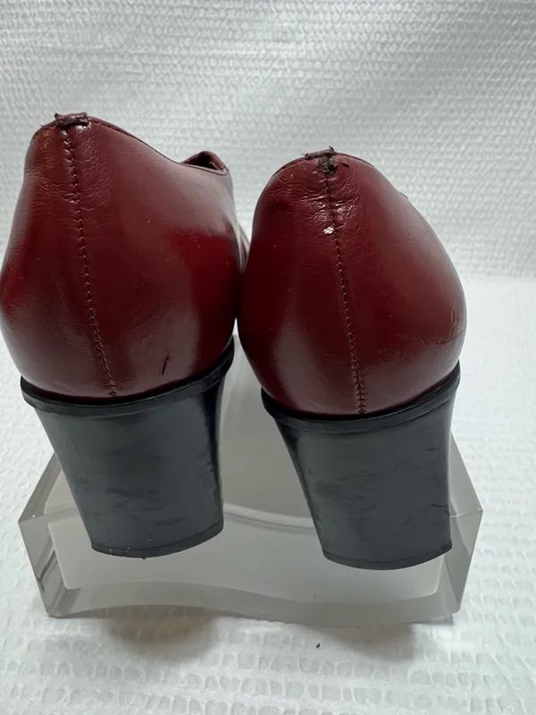 Vintage Franco sarto Women's Burgundy faux Leather Mid-Heel Loafers - Image 6