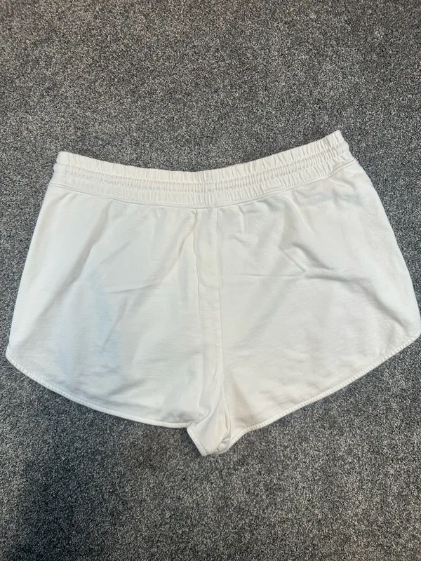 Aerie White Fleece Dolphin Shorts Drawstring Women’s L - Image 5
