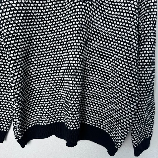 Karen Scott Womens XL Henley V-Neck Sweater Black & White‎ - Image 8
