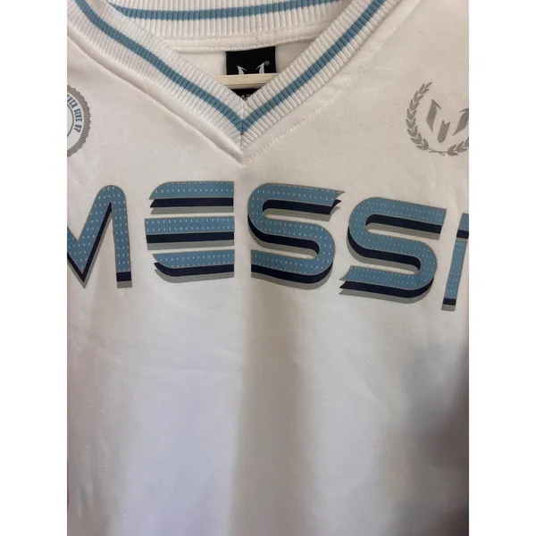 Messi Collection White V-Neck Sweatshirt XS Soccer Football Pullover NWT - Image 2