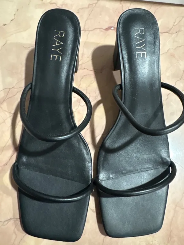 RAYE Etienne Low Heel in Black Leather 10 with Box Womens sandals - Image 8