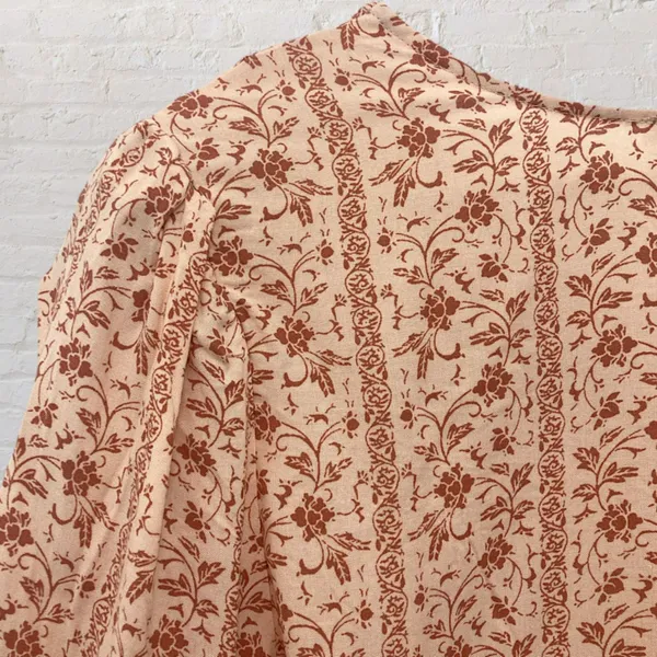 Boho Peasant Blouse M Floral Crochet Lace Tie Neck 3/4 Puff Sleeve Festival - Image 13