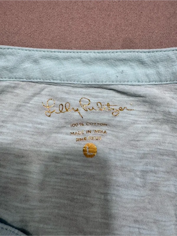 Lilly Pulitzer Tank Top Womens Large Mint Green Halter 100% Cotton - Image 3