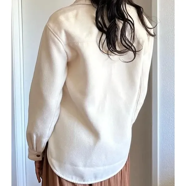 Abercrombie & Fitch Oversized Shacket Shirt Jacket Cream Size XL - Image 2