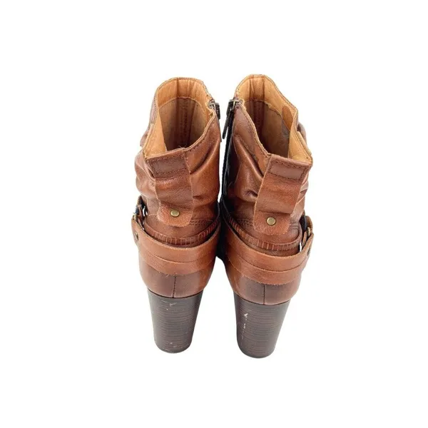 *Pikolinos Heeled Ankle Booties Womens Size 40 Brown Leather Zip Braided Strap - Image 6