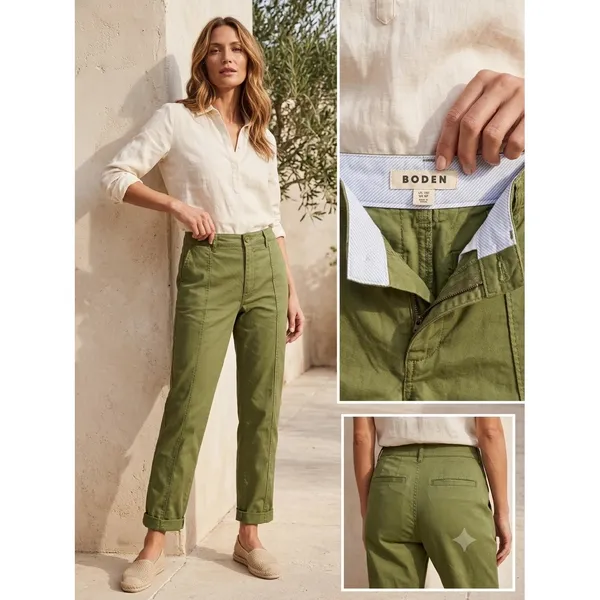 Boden Womens‎ High Rise Tapered Chino Pants Olive Green R0489 US 6P - Image 2